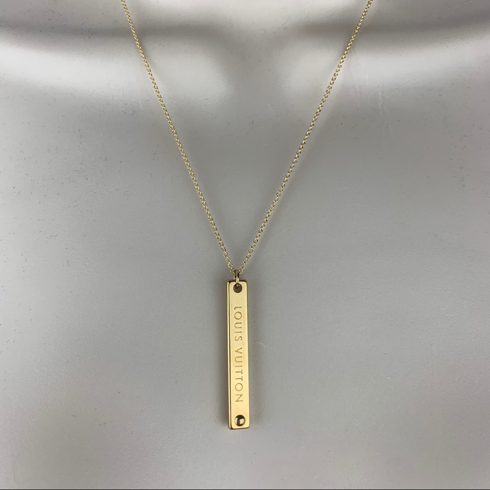 LOUIS VUITTON Bar Charm Necklace 16” or 18” Chain - Picture 2 of 11